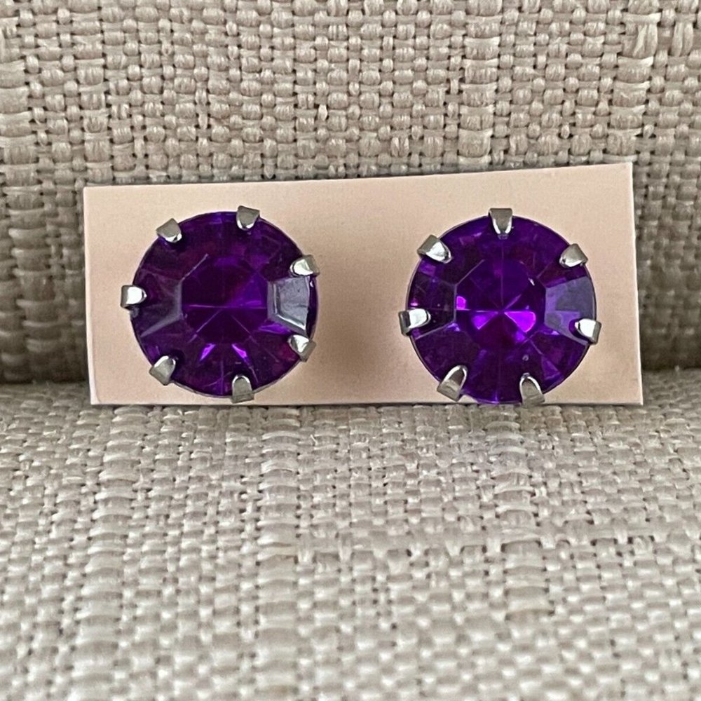 Women Stud Earrings Purple Faux Stone Fashion Ear Jewelry Earrings New - Picture 2 of 8